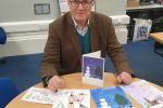 ugby MP Mark Pawsey with the winning design, the runners up and his Christmas card. (entries L-R: Lena Winiarczyk from St Andrew’s Benn CofE Primary School; Georgina Mair from Cawston Grange Primary School; Hannah Valayil, from English Martyrs Catholic Primary School; Paulina Gugala from St Marie’s Catholic Primary School