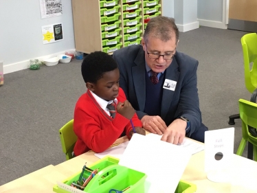 MP with Year 1 pupil