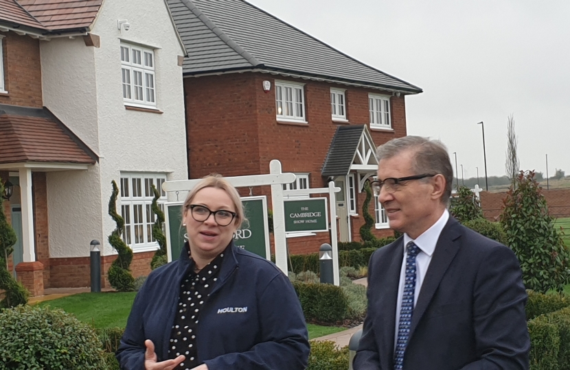 Rugby MP Mark Pawsey speaks to Urban&Civic’s Communications, Communities and Partnerships Manager Johanne Thomas about housebuilding at Houlton
