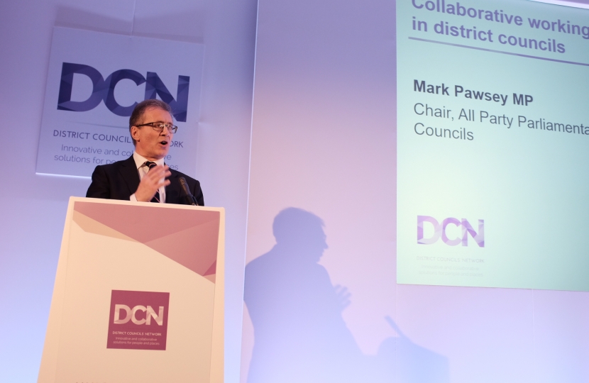 Rugby MP Mark Pawsey speaking as Chair of the All-Party Parliamentary Group for District Councils about the important service District Councils provide for local residents