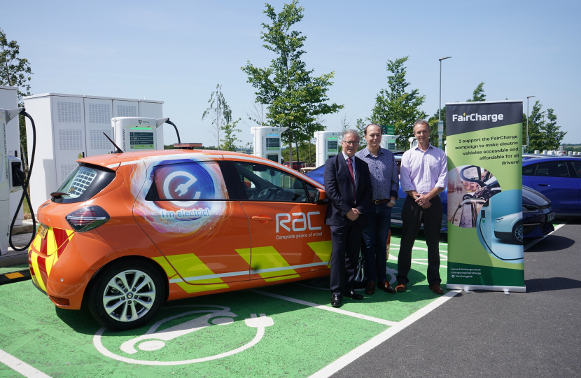 L-R: Rugby MP Mark Pawsey; FairCharge founder & journalist Quentin Wilson; and RAC EV spokesman Simon Williams