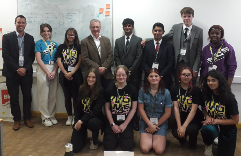 Mark Pawsey MP with local students who have taken part in National Citizens Service through Rugby College