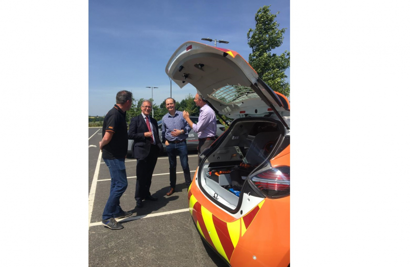 Mark Pawsey MP is shown the RAC’s new electric breakdown recovery vehicle – the Renault Zoe Van E-Tech 