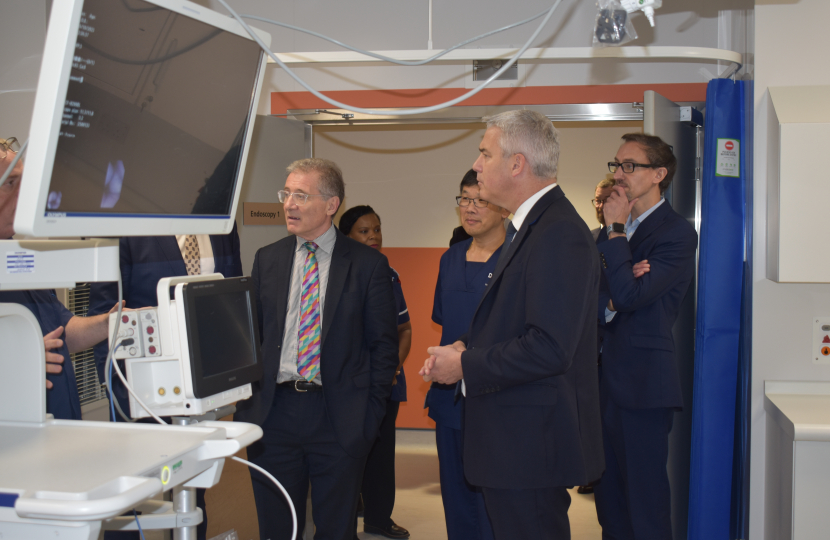 Steve Barclay MP, Secretary of State for Health, at the Endoscopy Unit at St Cross