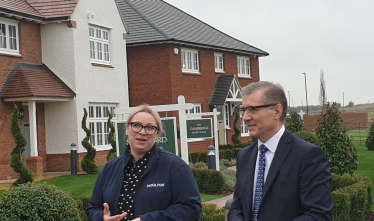 Rugby MP Mark Pawsey speaks to Urban&Civic’s Communications, Communities and Partnerships Manager Johanne Thomas about housebuilding at Houlton