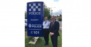 Rugby MP Mark Pawsey with Police Inspector Karen Jones