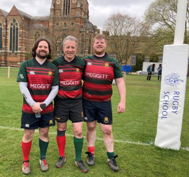 Rugby MP Mark Pawsey with his sons Tom & Will at Rugby School’s “A Day of Rugby on The Close”